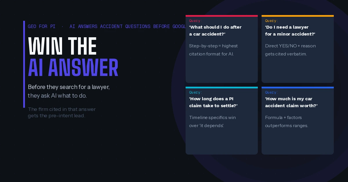 GEO for personal injury law - AI search citations PI queries 2026 