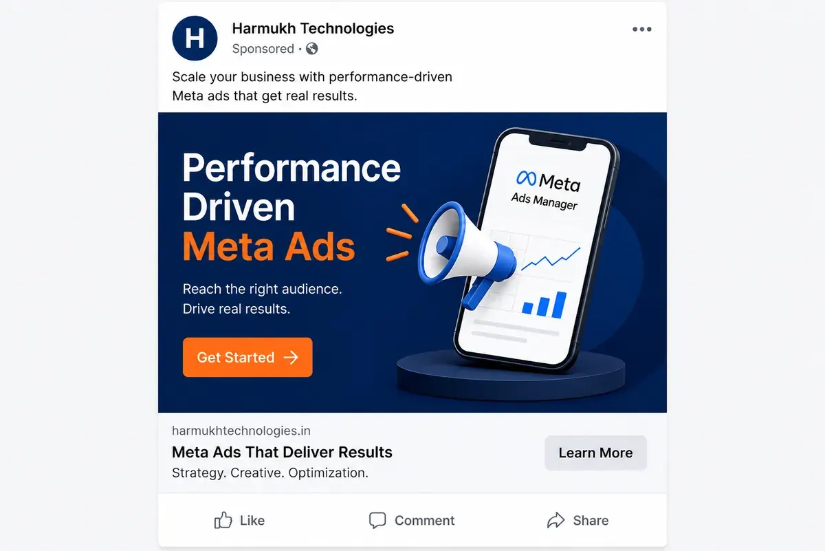 Example of a Meta ad showing Ads Manager performance and a sponsored social media post